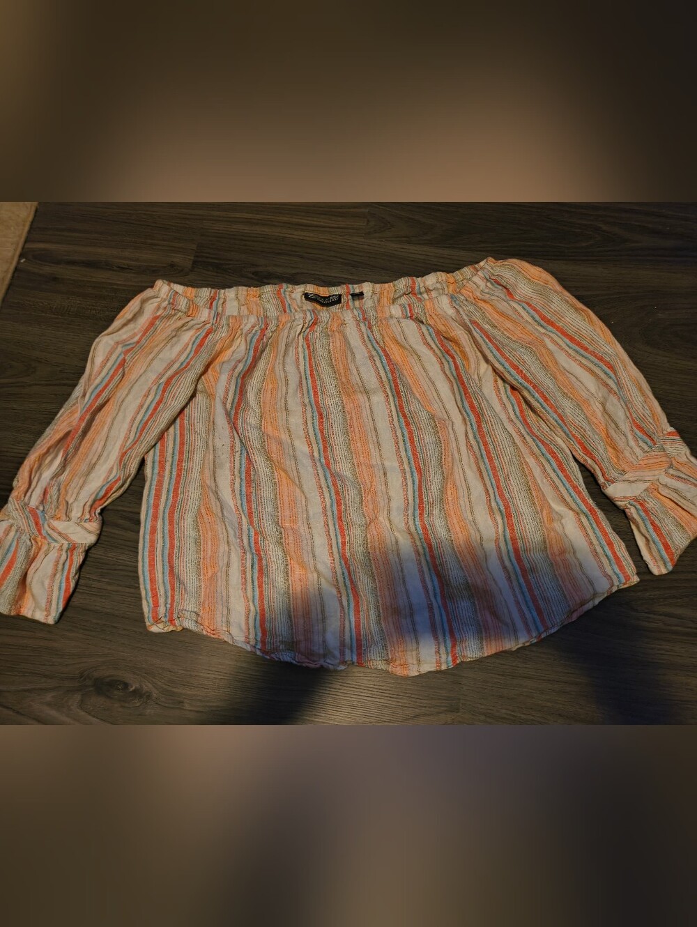 New York & Company Striped Circle Skirt in Orange, Blue & Cream